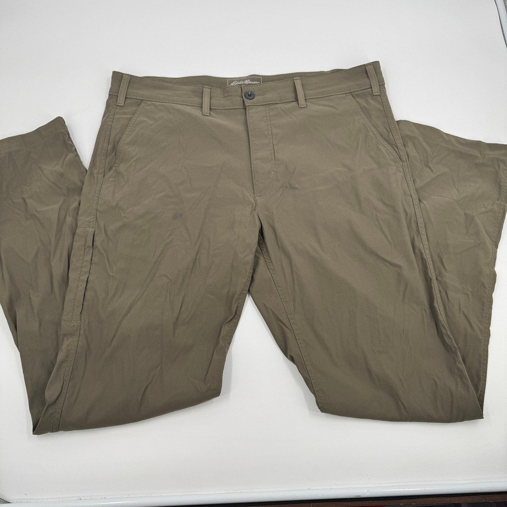 Eddie Bauer Travex Pants Mens 38x34 Khaki Brown Straight Leg Hiking Adventure